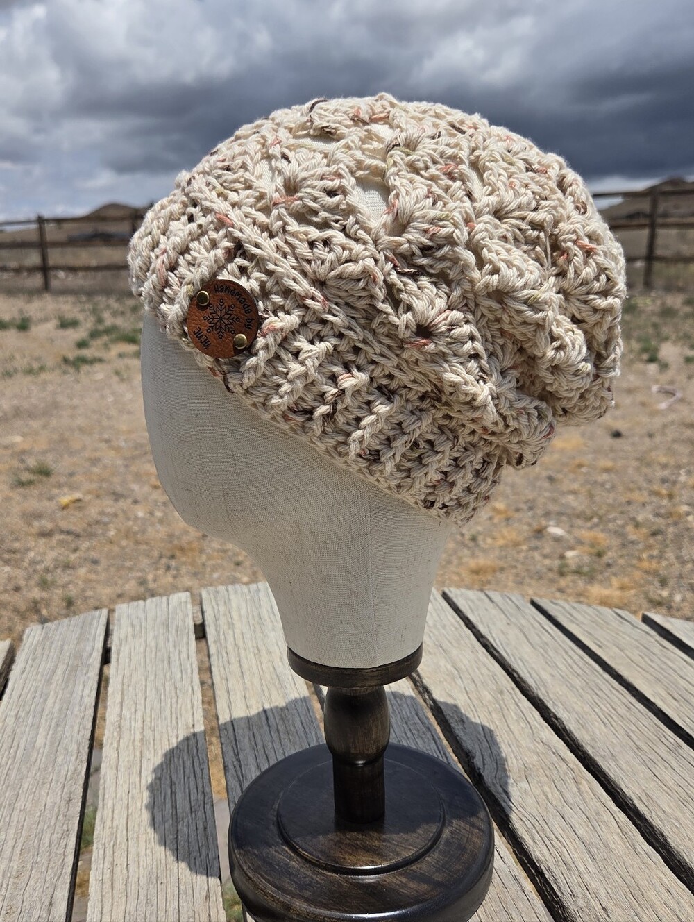 Artisan Handmade Cozy Cotton Crochet Slouchy Boho Beanie "Peaches 'n' Cream"